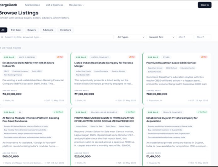 MergeDeck- An Indian Marketplace Where Business Deals Actually Get Done